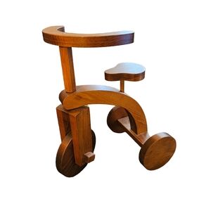 Wooden Childrens Toy Tricycle For Dolls/Stuffed Animals 10" Long 13" Tall